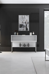 Sideboards - Modern Sideboard White Luxury 120x80x30 - Silver Frame - One Compartment - Dimehouse