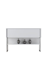 Sideboards - Modern Sideboard White Luxury 120x80x30 - Silver Frame - One Compartment - Dimehouse