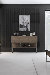 Sideboards - Modern Sideboard Walnut Luxury 120x80x30 - Silver Frame - One Compartment - Dimehouse