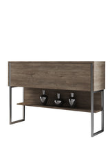 Sideboards - Modern Sideboard Walnut Luxury 120x80x30 - Silver Frame - One Compartment - Dimehouse