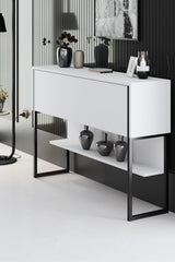Sideboards - Modern Sideboard White Luxury 120x80x30 - Black Frame - One Compartment - Dimehouse