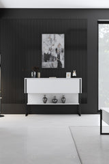 Sideboards - Modern Sideboard White Luxury 120x80x30 - Black Frame - One Compartment - Dimehouse