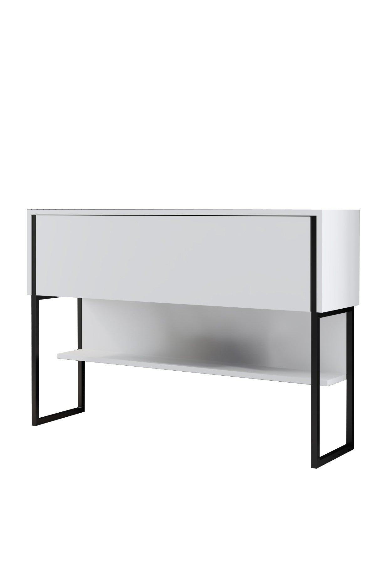 Sideboards - Modern Sideboard White Luxury 120x80x30 - Black Frame - One Compartment - Dimehouse
