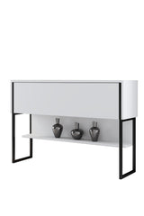 Sideboards - Modern Sideboard White Luxury 120x80x30 - Black Frame - One Compartment - Dimehouse