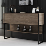 Sideboards - Modern Sideboard Walnut Luxury 120x80x30 - Black Frame - One Compartment - Dimehouse