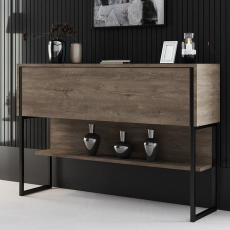Sideboards - Modern Sideboard Walnut Luxury 120x80x30 - Black Frame - One Compartment - Dimehouse