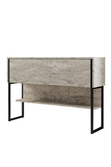 Sideboards - Modern Sideboard Travertine Luxury 120x80x35 - Black Frame - One Compartment - Dimehouse