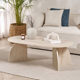 Melina coffee table travertine oval 120 cm Melamine-coated wood composite