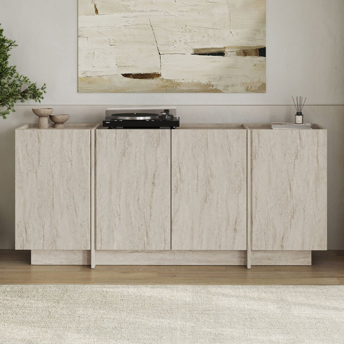 Dorma console table travertine look 180 cm Melamine-coated wood