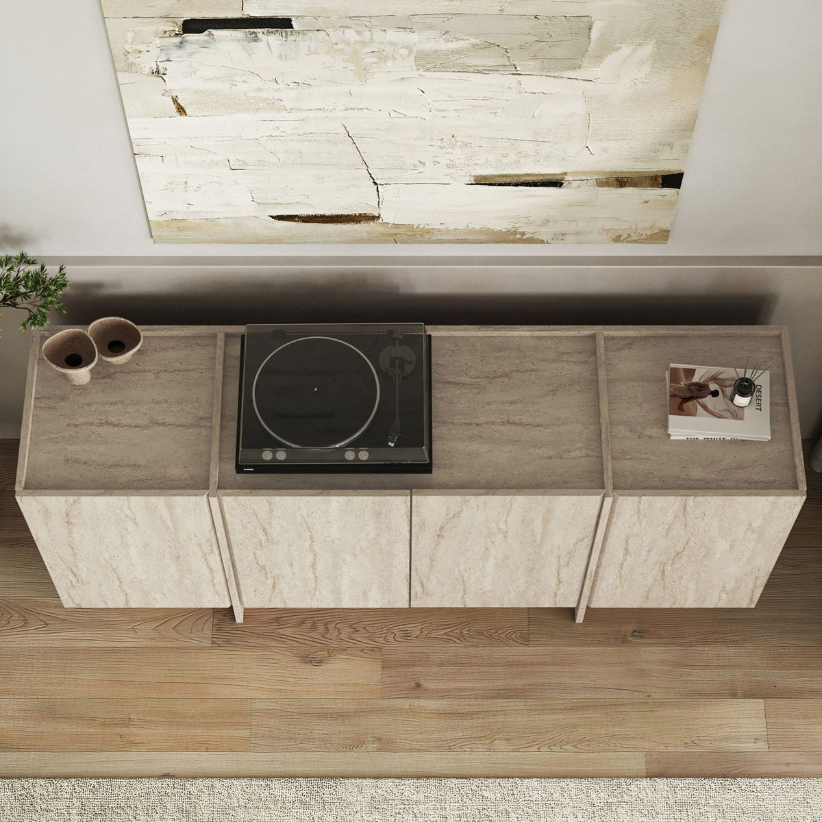 Dorma console table travertine look 180 cm Melamine-coated wood