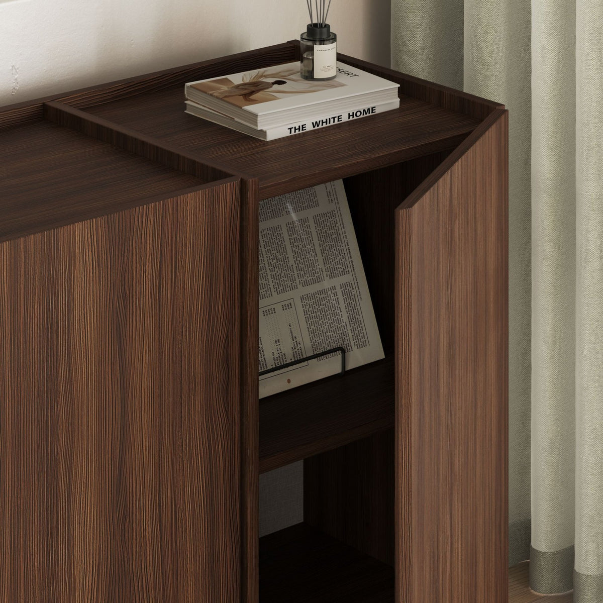 Dorma console table in Milano walnut 180 cm Melamine-coated wood composite
