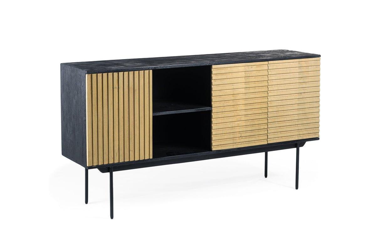 Sideboards - Sideboard Manu Mango wood black natural 160x40x86 cm - Dimehouse