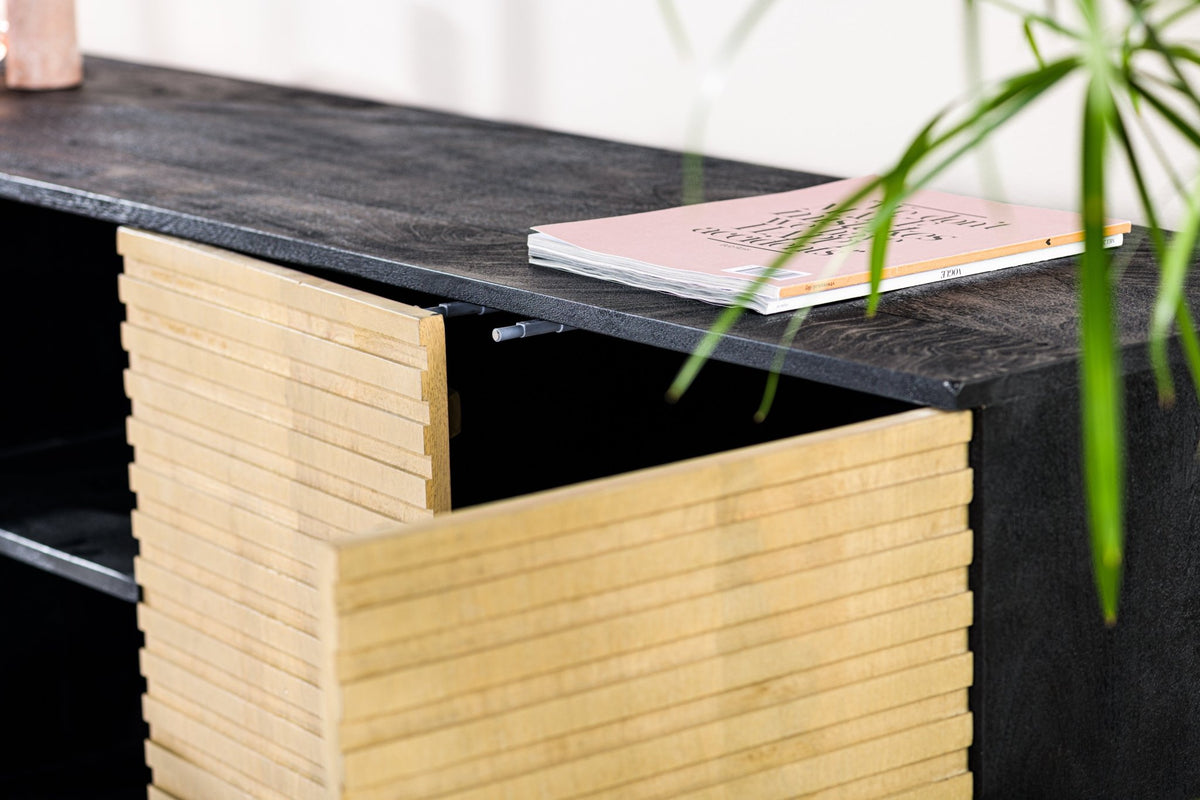Sideboards - Sideboard Manu Mango wood black natural 160x40x86 cm - Dimehouse