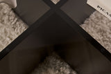 Round coffee table Aris black melamine and smoked glass 75 cm