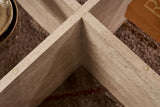 Coffee tables - Round coffee table Aris travertine melamine and transparent glass 75 cm - Dimehouse