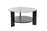 Coffee tables - Round coffee table black melamine smoked glass Ø75 cm - Cairo - Dimehouse
