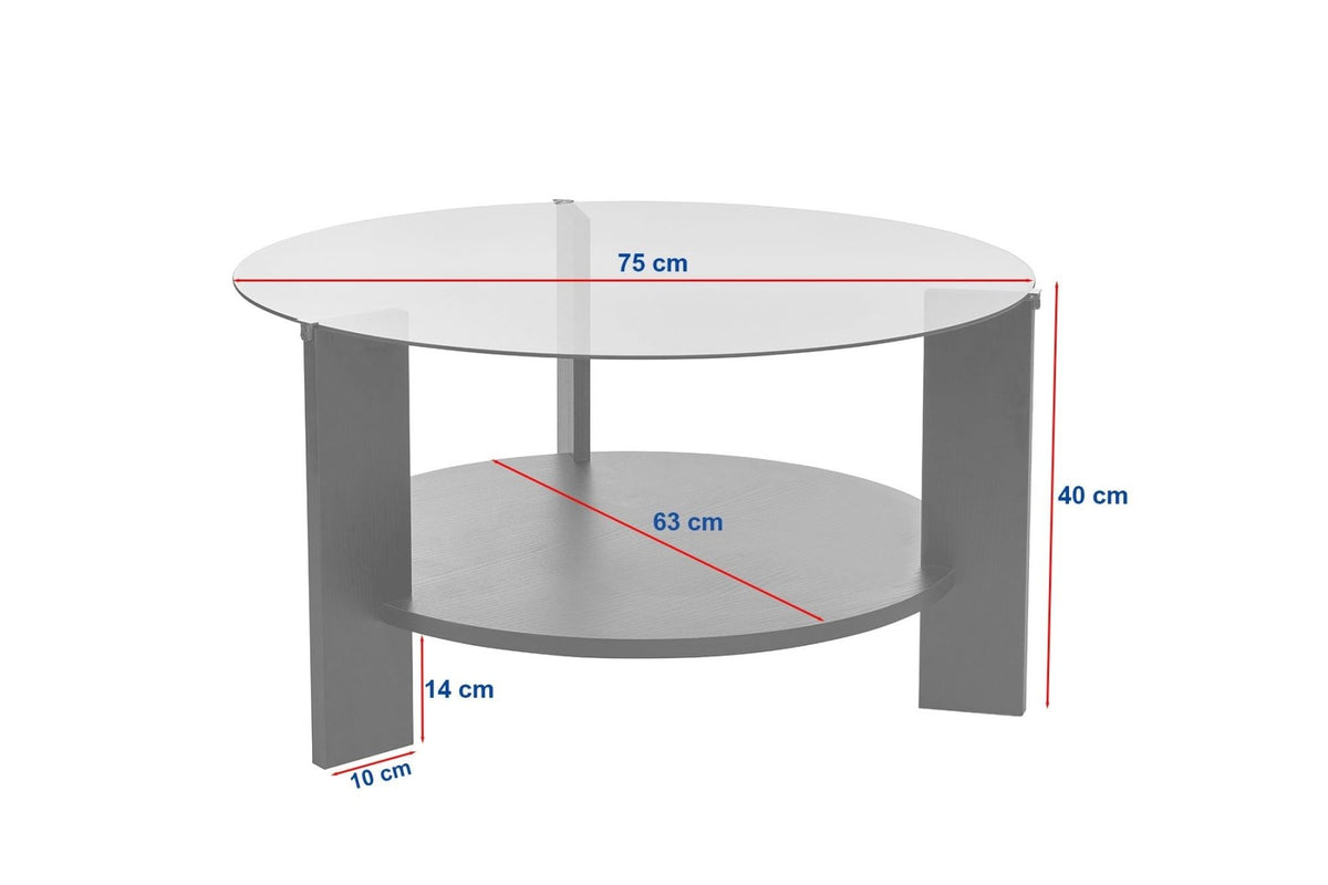 Coffee tables - Round coffee table travertine melamine transparent glass Ø75 cm - Cairo - Dimehouse