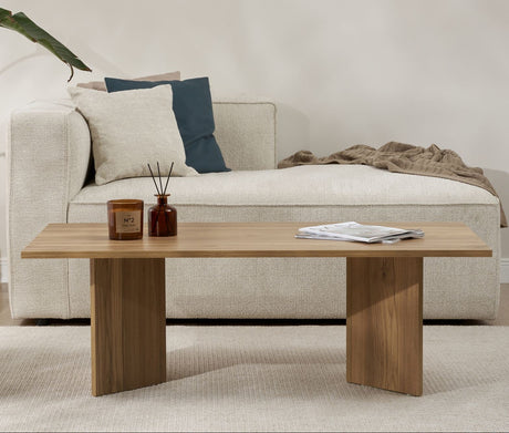 Coffee tables - Rectangular coffee table oak melamine Sabin 119x60 cm - Dimehouse