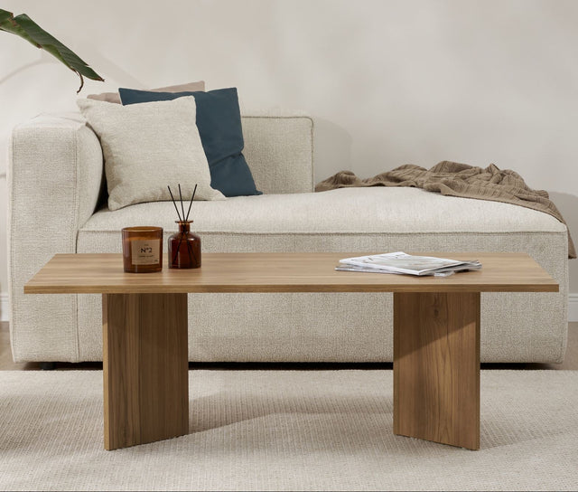 Coffee tables - Rectangular coffee table oak melamine Sabin 119x60 cm - Dimehouse