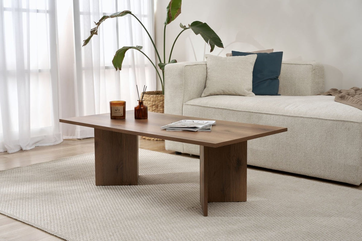 Coffee tables - Rectangular coffee table walnut melamine Sabin 119x60 cm - Dimehouse