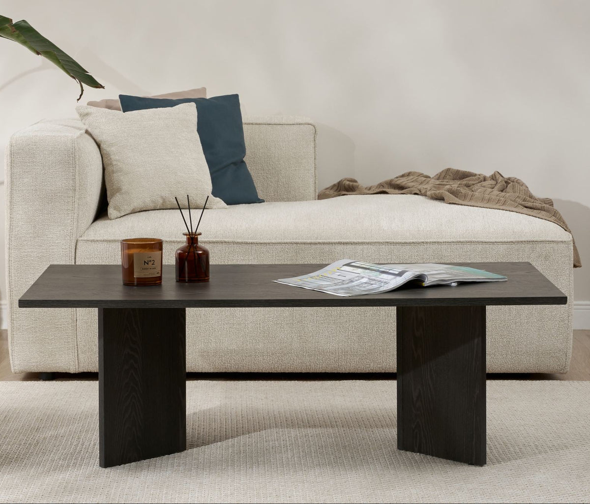 Coffee tables - Rectangular coffee table black melamine Sabin 119x60 cm - Dimehouse