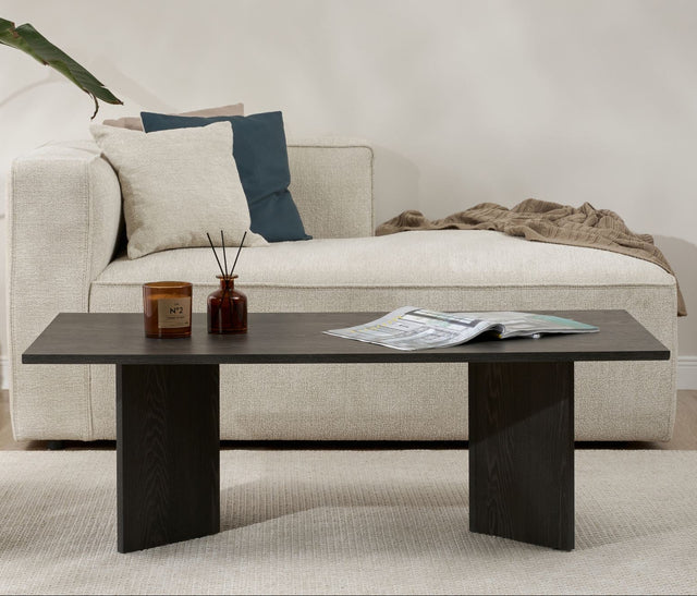 Coffee tables - Rectangular coffee table black melamine Sabin 119x60 cm - Dimehouse