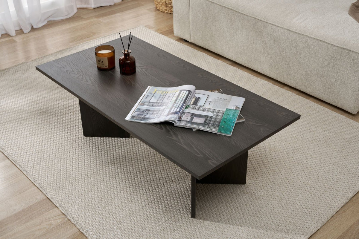 Coffee tables - Rectangular coffee table black melamine Sabin 119x60 cm - Dimehouse