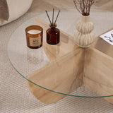 Liya coffee table Sapphire Oak oval 90 cm Tempered glass