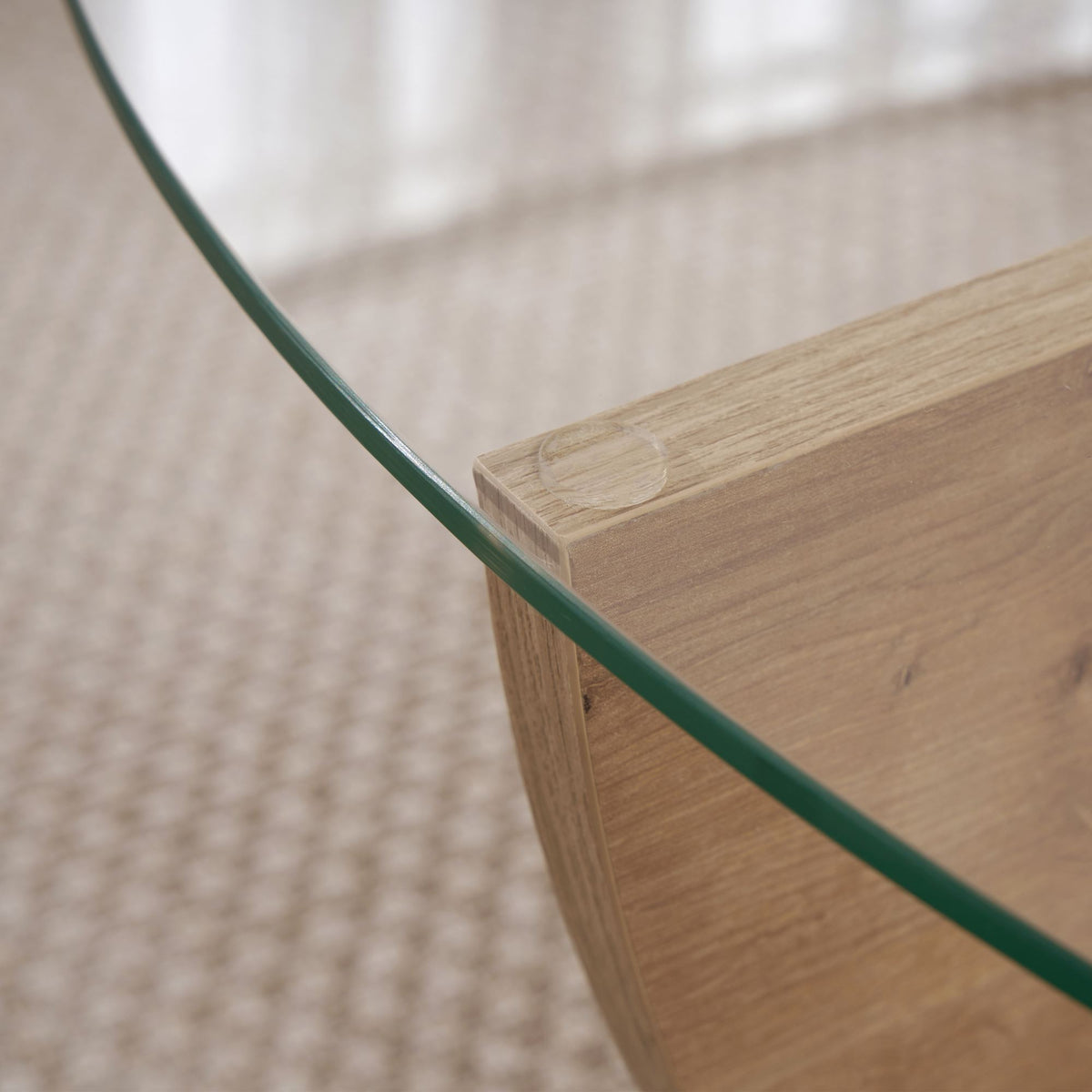 Liya coffee table Sapphire Oak oval 90 cm Tempered glass