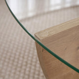 Liya coffee table Sapphire Oak oval 90 cm Tempered glass