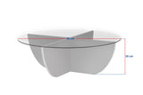 Liya coffee table oval black wood look 90 cm Tempered glass