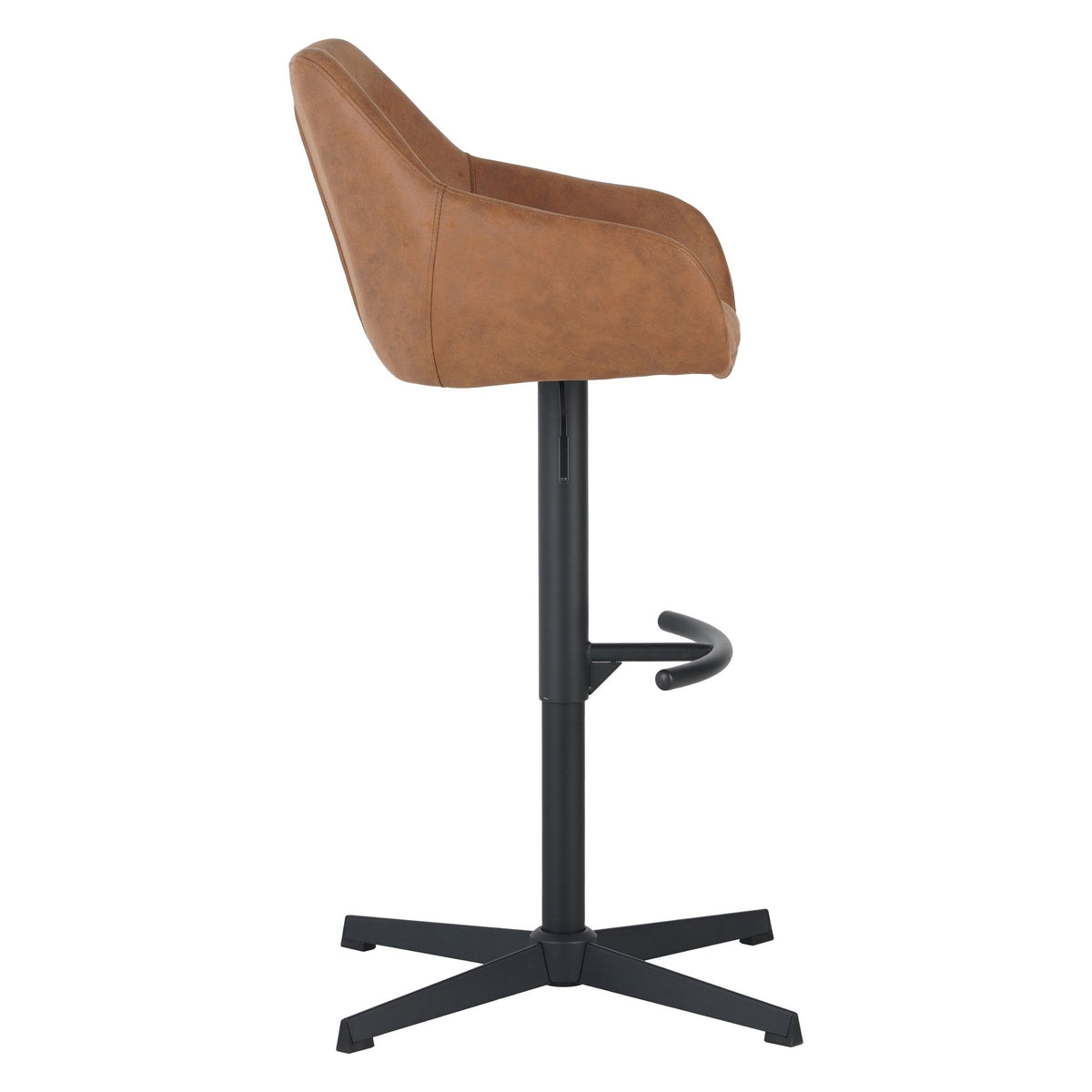 Bar Stools - Venom Bar Stool Cognac Eco - leather - Adjustable Swivel Bar Chair with Armrest - Dimehouse