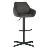 Bar Stools - Venom Bar Stool Anthracite Eco - leather - Adjustable Swivel Bar Chair with Armrest - Dimehouse