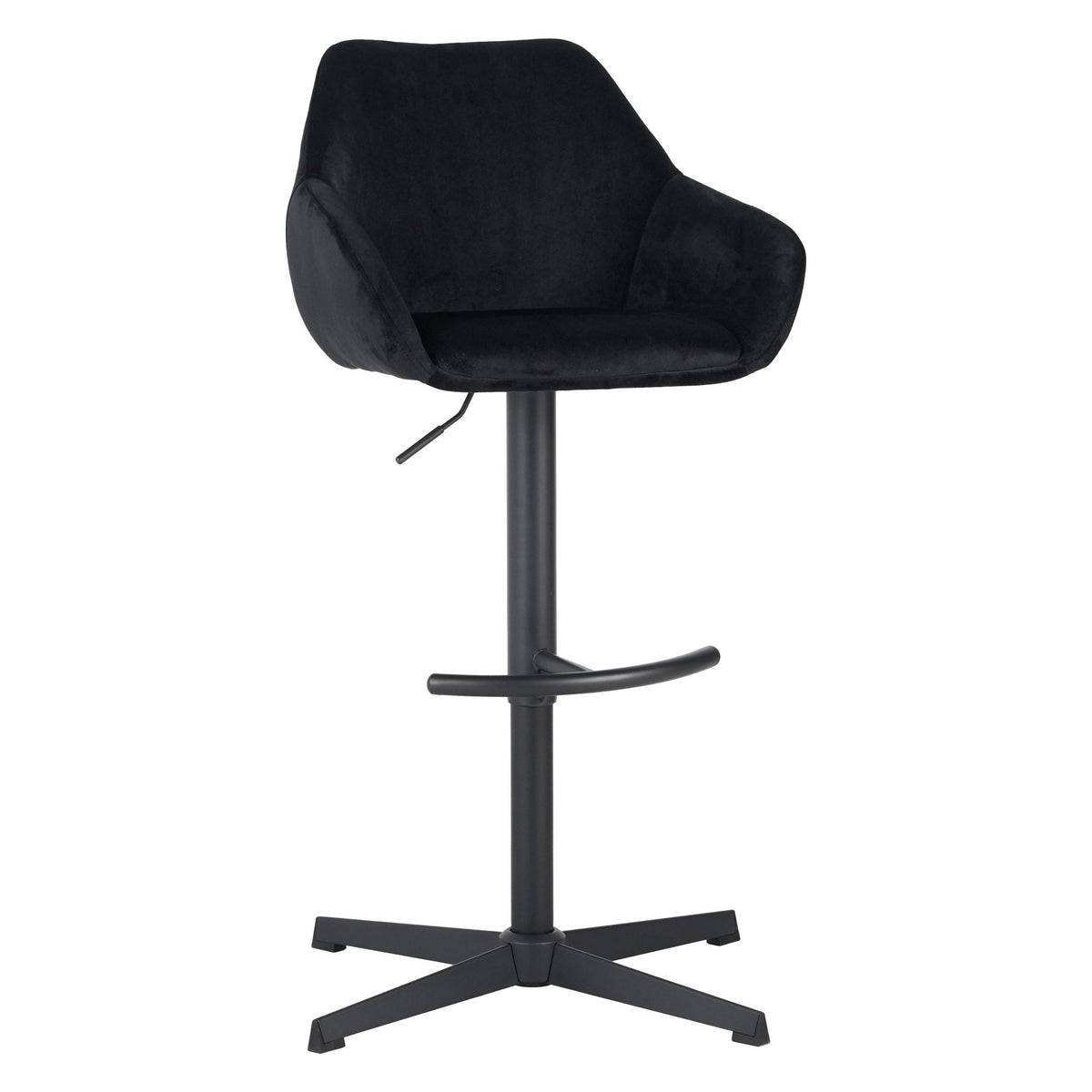 Bar Stools - Venom Bar Stool Black Velvet - Adjustable Swivel Bar Chair with Armrest - Dimehouse