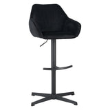 Bar Stools - Venom Bar Stool Black Velvet - Adjustable Swivel Bar Chair with Armrest - Dimehouse