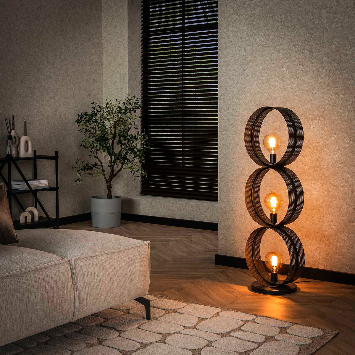 Floor lamps - Floor lamp Fons 3 - light rings metal black - Dimehouse