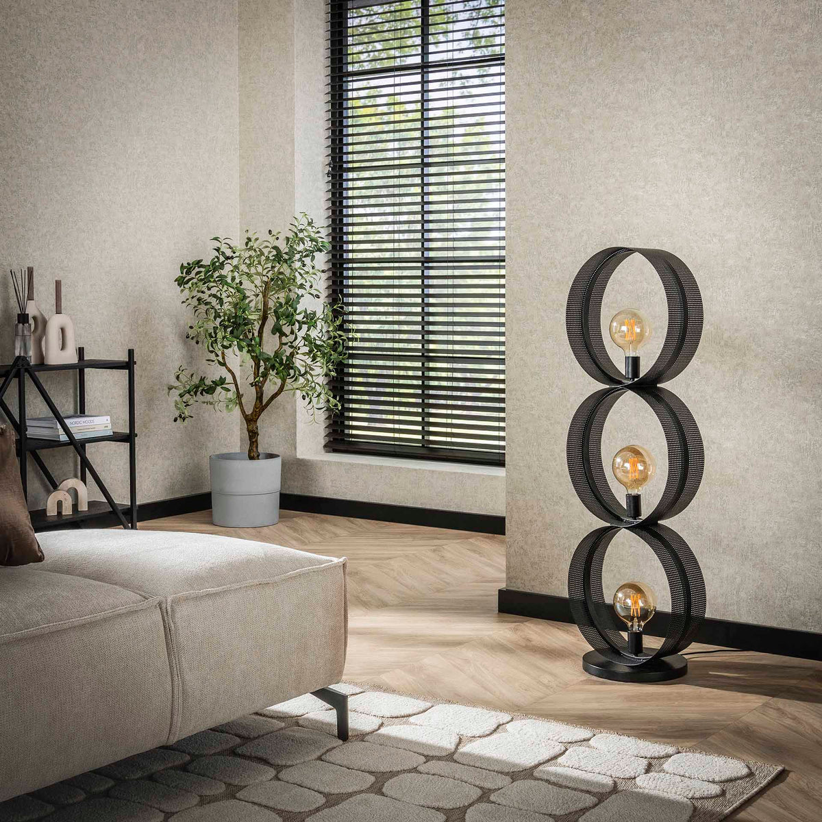 Floor lamps - Floor lamp Fons 3 - light rings metal black - Dimehouse