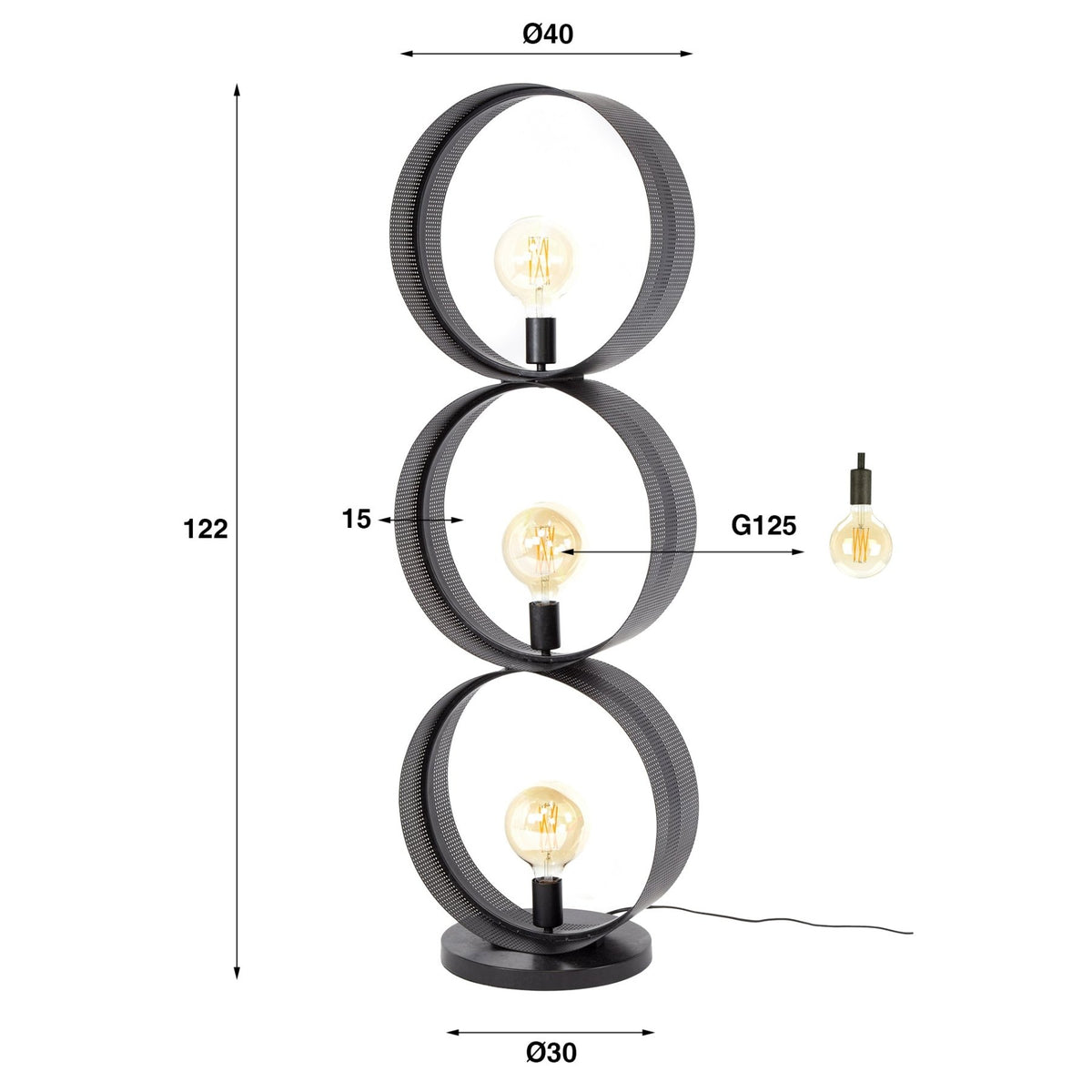 Floor lamps - Floor lamp Fons 3 - light rings metal black - Dimehouse