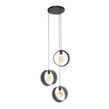 Hanging lamps - Hanging lamp Fons 3 - light stepped rings metal black - Dimehouse