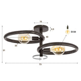 Ceiling lamps - Ceiling lamp Nova Duo 2 - light Black Metal - Dimehouse
