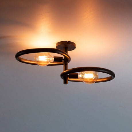 Ceiling lamps - Ceiling lamp Nova Duo 2 - light Black Metal - Dimehouse