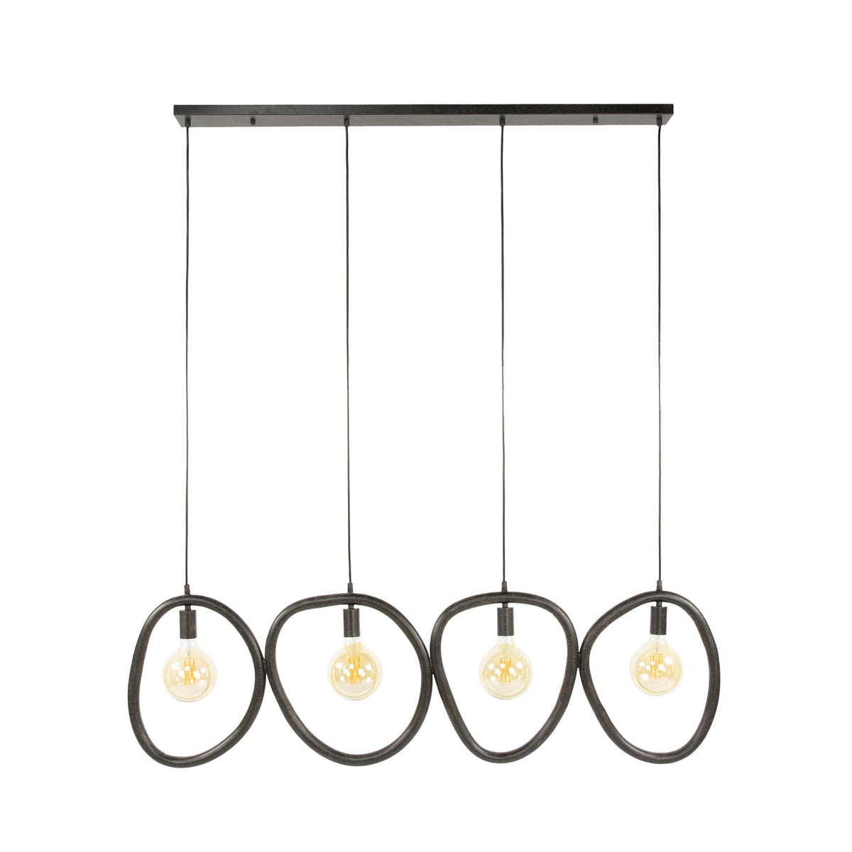 Hanging lamps - Hanging lamp Nova 4 - light Black Metal 140 cm - Dimehouse