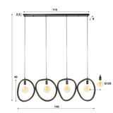 Hanging lamps - Hanging lamp Nova 4 - light Black Metal 140 cm - Dimehouse