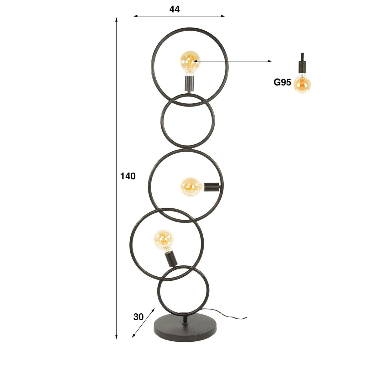 Floor lamps - Black floor lamp 3 - industrial light 140 cm - Dimehouse