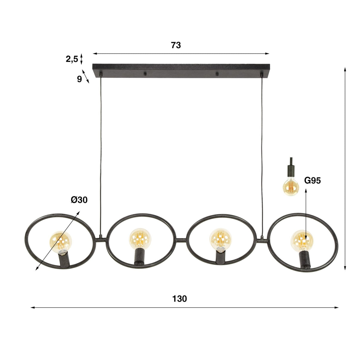 Hanging lamps - Industrial hanging lamp Liva 4 - light black metal - Dimehouse