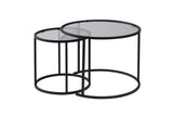 Coffee tables - Coffee table set of 2 Round Glass - Black Frame - 42 and 60 cm - Barlin - Dimehouse