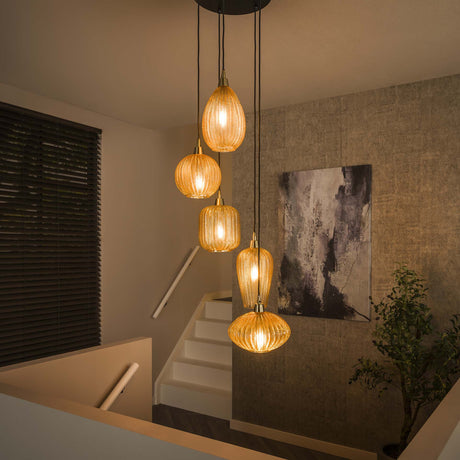 Hanging lamps - Glass Hanging Lamp Olaf 5 - light Amber Gold - Dimehouse