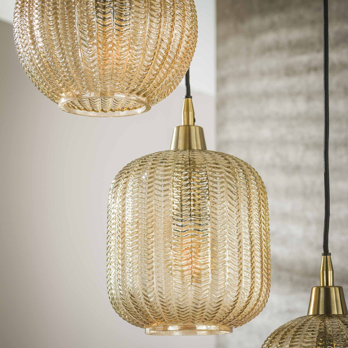 Hanging lamps - Glass Hanging Lamp Olaf 5 - light Amber Gold - Dimehouse