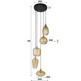 Hanging lamps - Glass Hanging Lamp Olaf 5 - light Amber Gold - Dimehouse