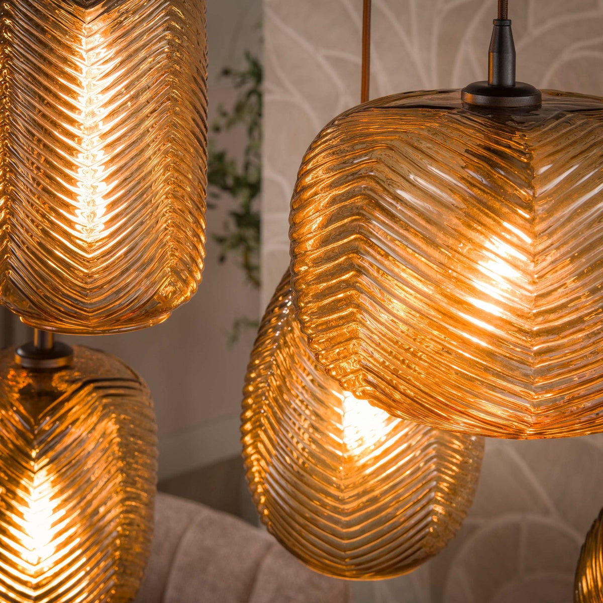 Hanging lamps - Hanging lamp 7 - light brown relief glass Chen - Dimehouse